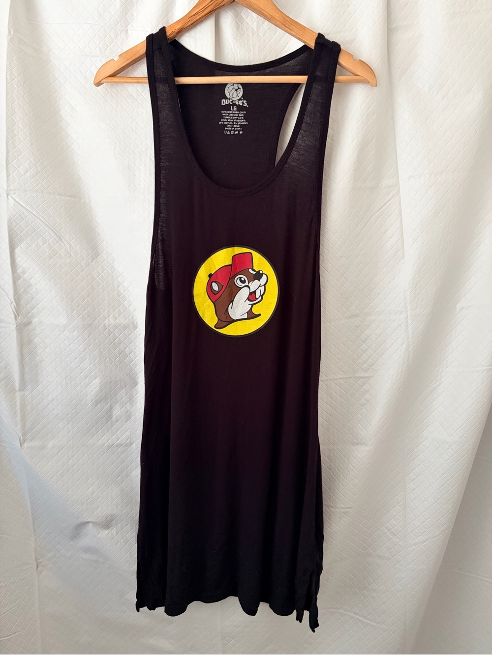 Black Graphic Midi Tank Dress with Yellow Logo